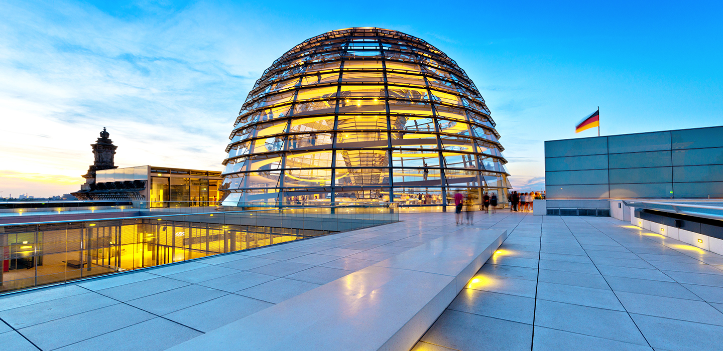 Reichstags dome Berlin in the evening